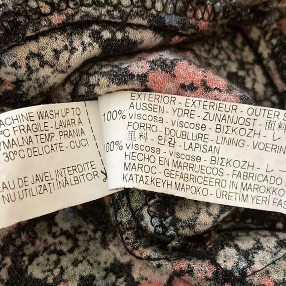 Zara Trafaluc Collection Black Floral Boho Tiered Ruffle Fall Tunic Mini Dress - Picture 15 of 16